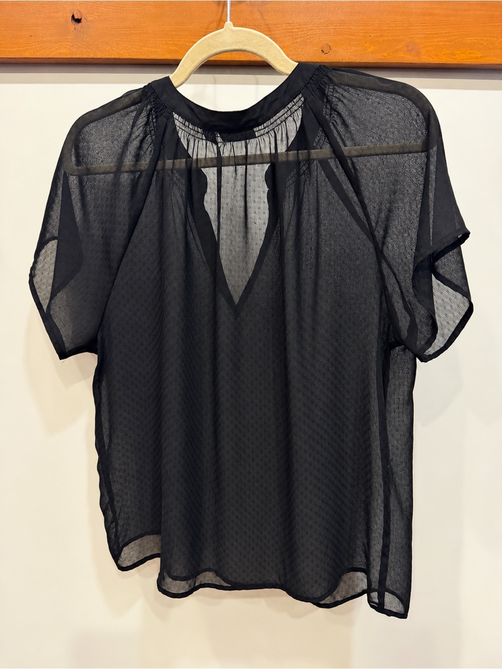 Black Sheer Petite Short Sleeve Blouse